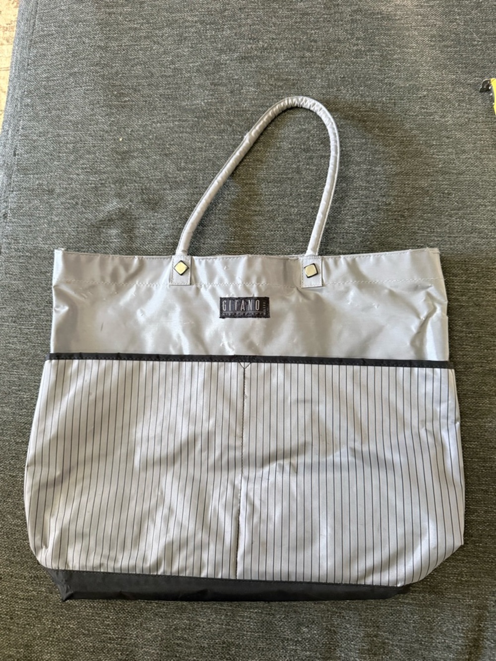 Gitano Gray Striped Tote Bag vintage 90’s bag classic good condition